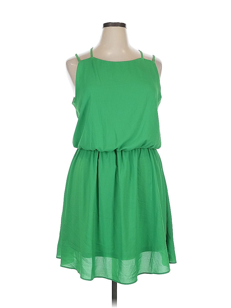 Charming Charlie 100% Polyester Solid Green Casual Dress Size XL - photo 1