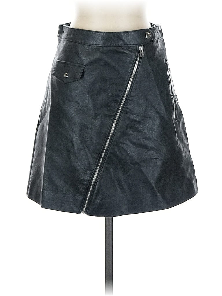 Pre-owned Divided By H&m Faux Leather Skirt In Black