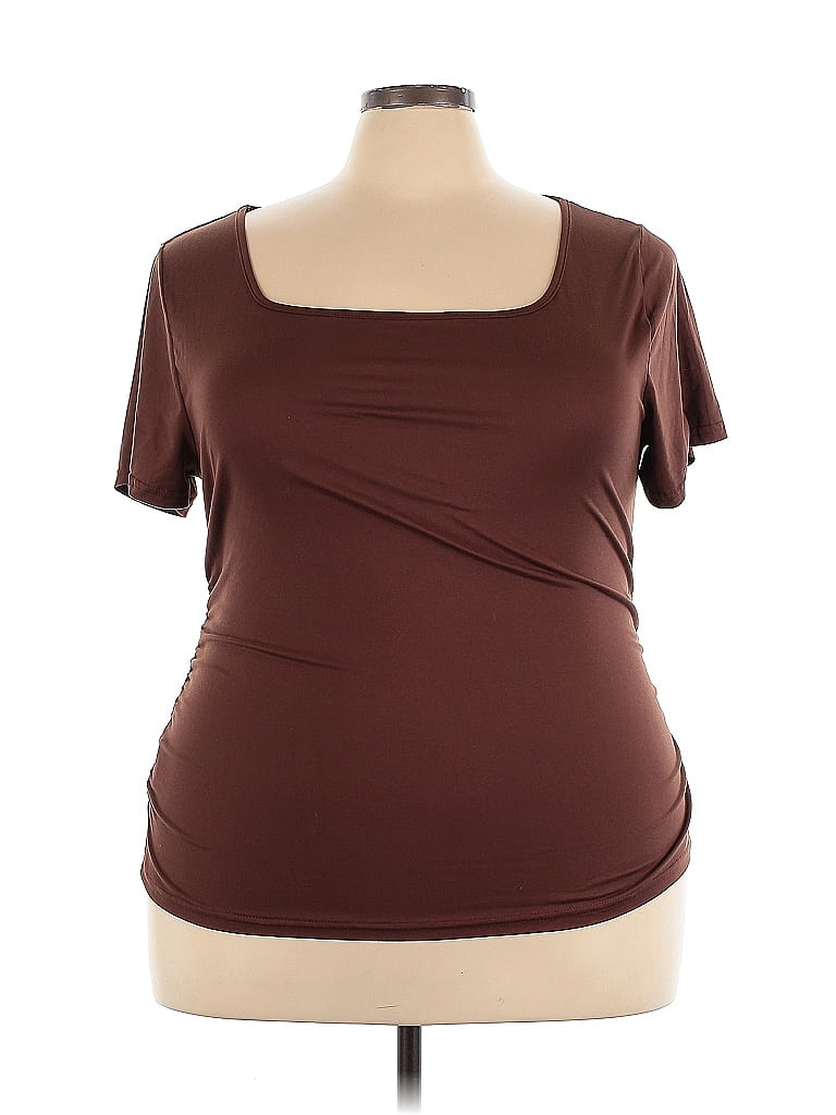 Shein Curve Brown Short Sleeve Top Size 4X - photo 1