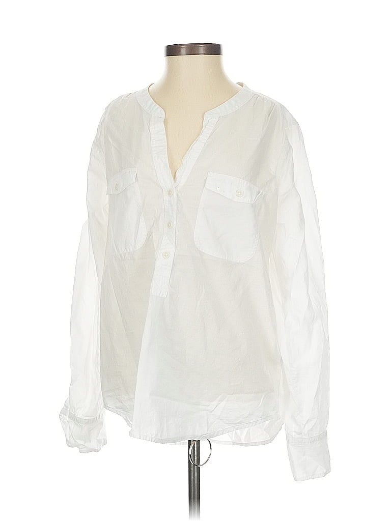 Pre-owned J.crew Factory Store Long Sleeve Blouse In White