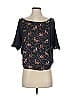 Tiny Animal Print Floral Pink Blue Short Sleeve Blouse Size XS - photo 1