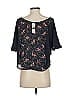 Tiny Animal Print Floral Pink Blue Short Sleeve Blouse Size XS - photo 2