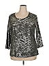 JM Collection Metallic Silver 3/4 Sleeve Top Size XXL - photo 1