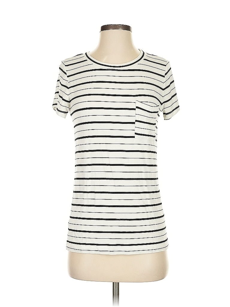 Pre-owned Lou & Grey Short Sleeve Top Ivory Crew Neck Tops In White