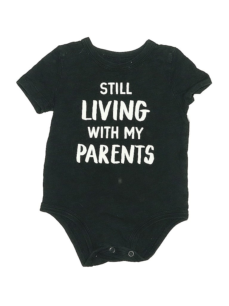 OshKosh B'gosh 100% Cotton Print Black Short Sleeve Onesie Size 6-9 mo - photo 1