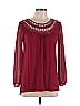 August Silk Burgundy Long Sleeve Blouse Size L - photo 1