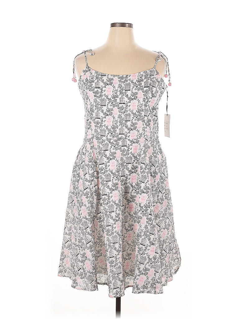 Unique Vintage 100% Cotton Floral Gray Casual Dress Size 1X - photo 1