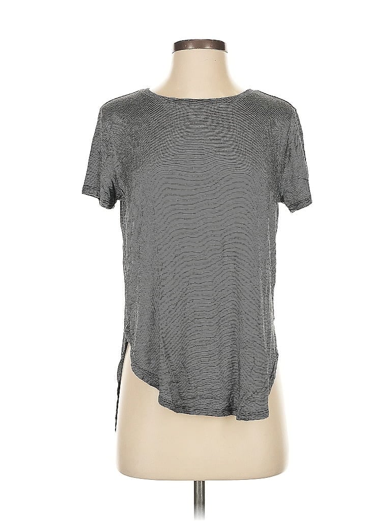 Pre-owned Halogen Short Sleeve Top Gray Keyhole Neckline Tops