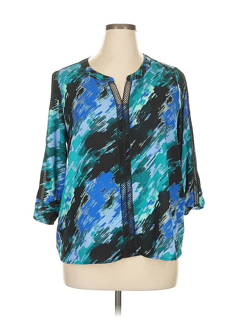 Pre-owned Dana Buchman 3/4 Sleeve Blouse In Blue