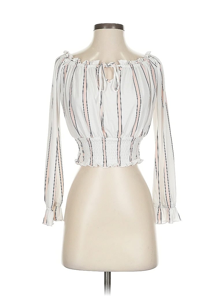 Pre-owned Guess 3/4 Sleeve Blouse In White