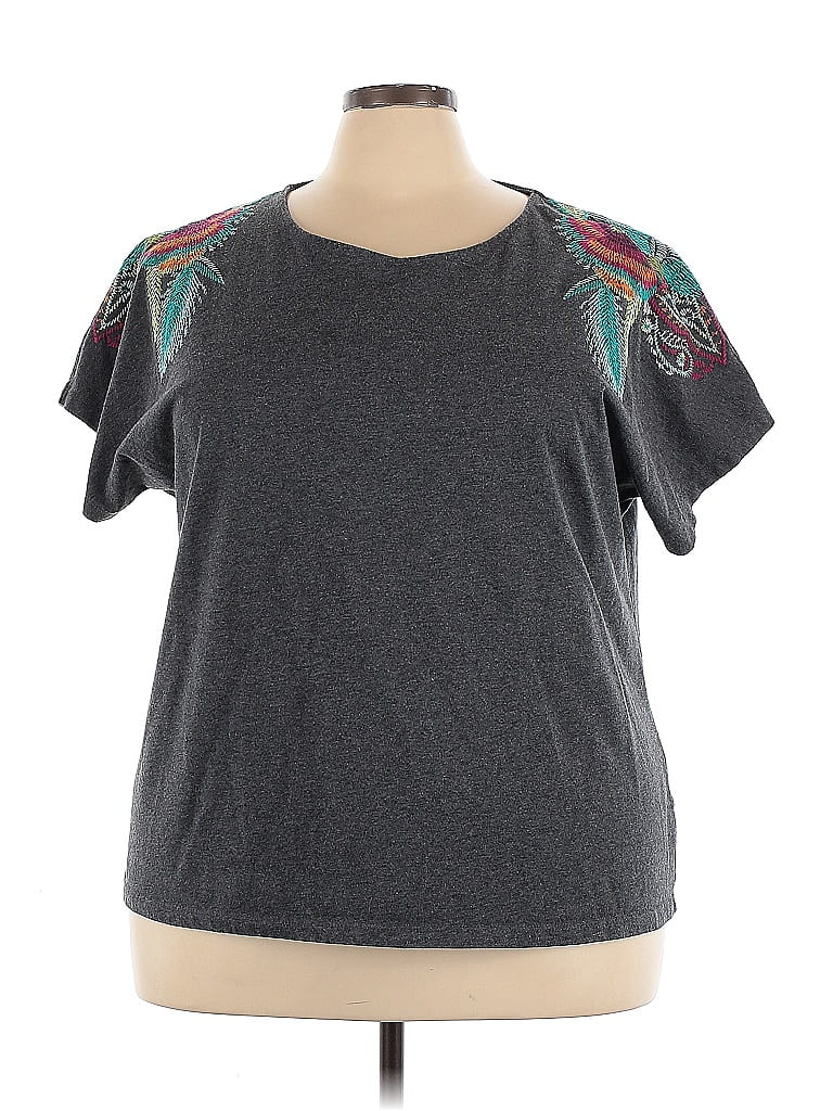 Cj Banks Gray Short Sleeve Top Size 3X - photo 1