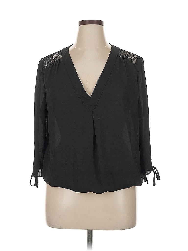 Soho JEANS NEW YORK & COMPANY 100% Polyester Black 3/4 Sleeve Blouse Size XL - photo 1