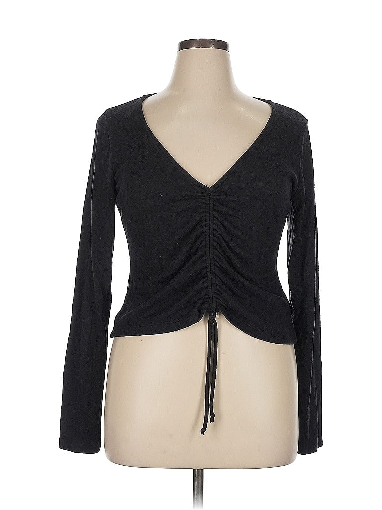 Open Edit Black Long Sleeve Top Size XL - photo 1