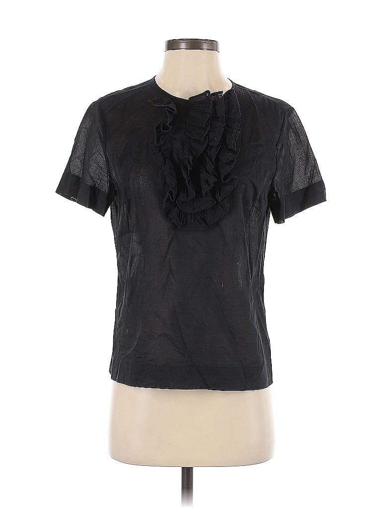 Pre-owned Twenty8twelve Short Sleeve Top Black Ruffles Neckline Tops