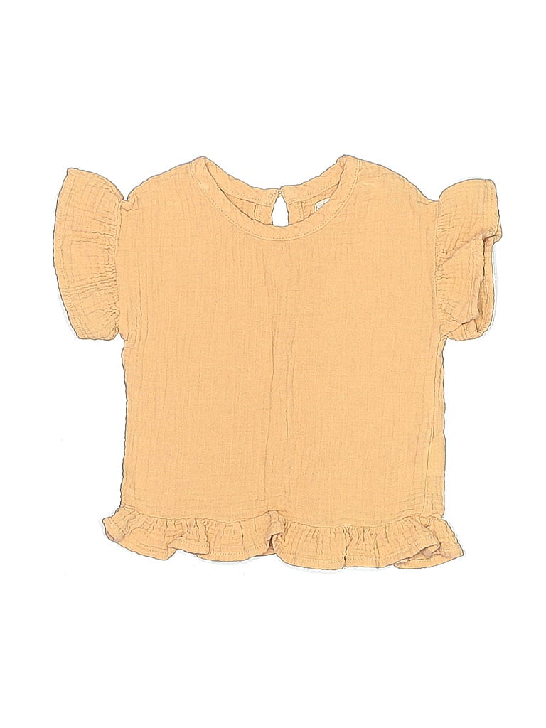 Click to view more detailed imagery on our partner's website Pre-owned Grayson Collective Babies' Short Sleeve Top Yellow Ruffles Neckline Tops