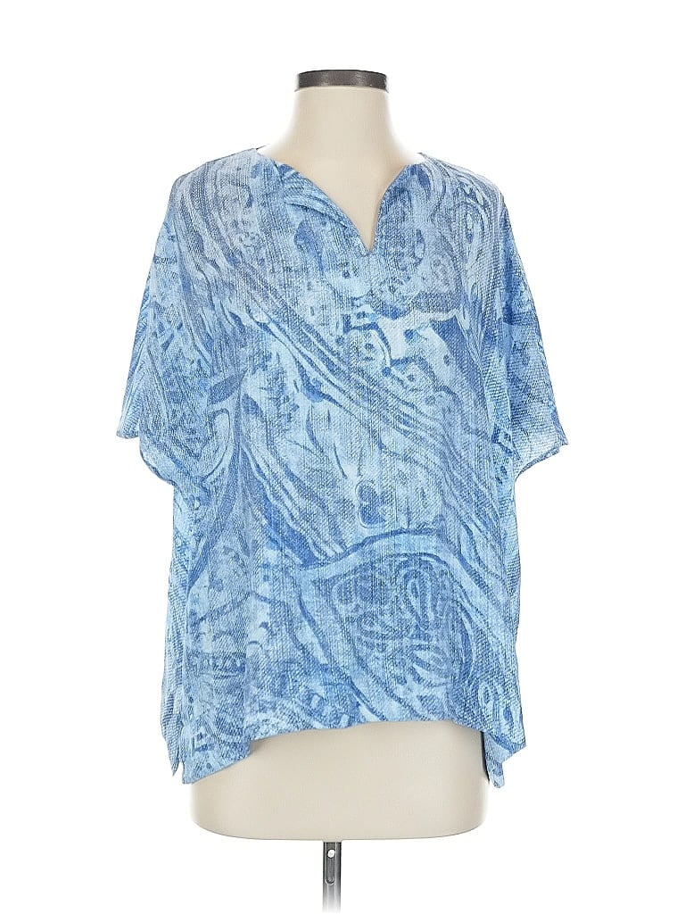 Pre-owned Chico's Short Sleeve Blouse In Blue