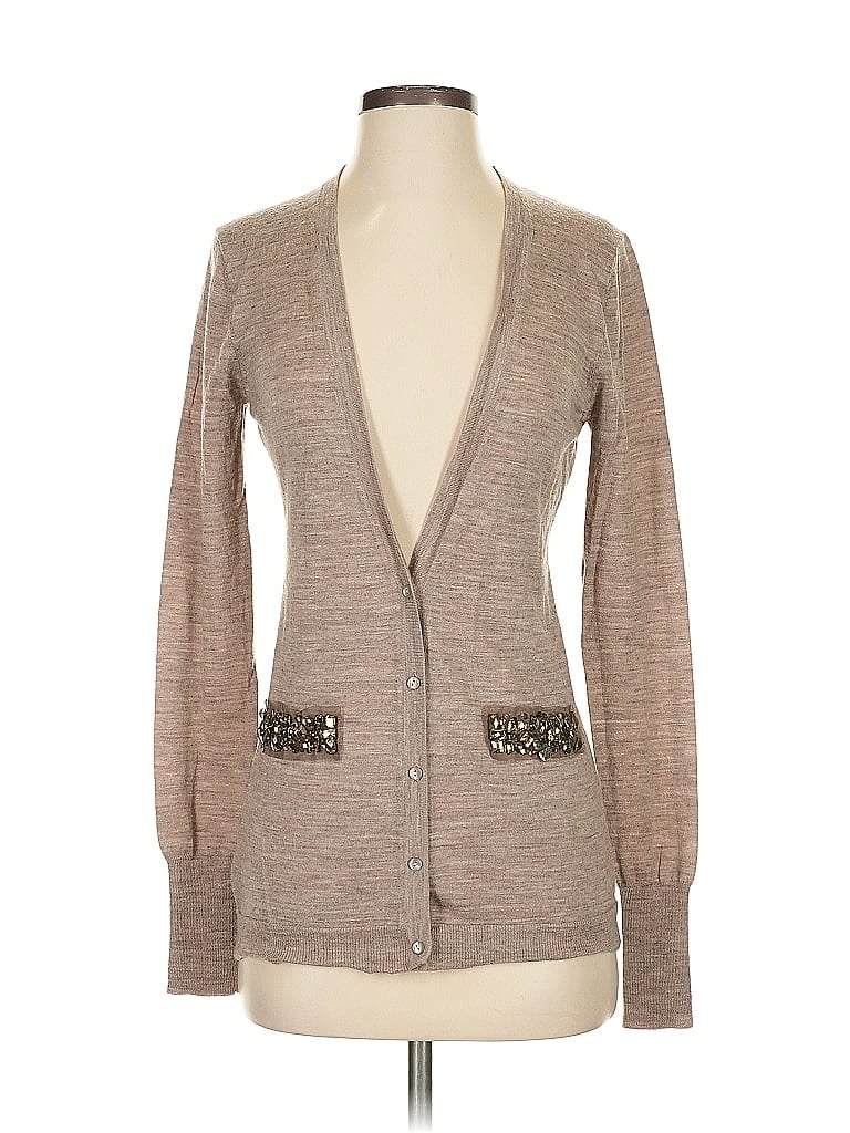 Pre-owned Ann Taylor Loft Wool Cardigan Sweater In Brown