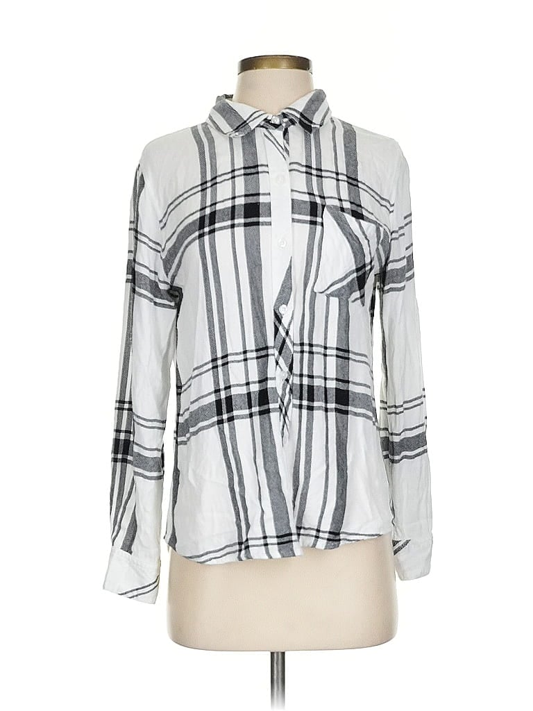 Pre-owned Rails Long Sleeve Blouse In Silver