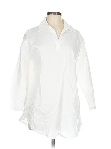 Venti6 White Classic V-Neck Blouse (view 1)