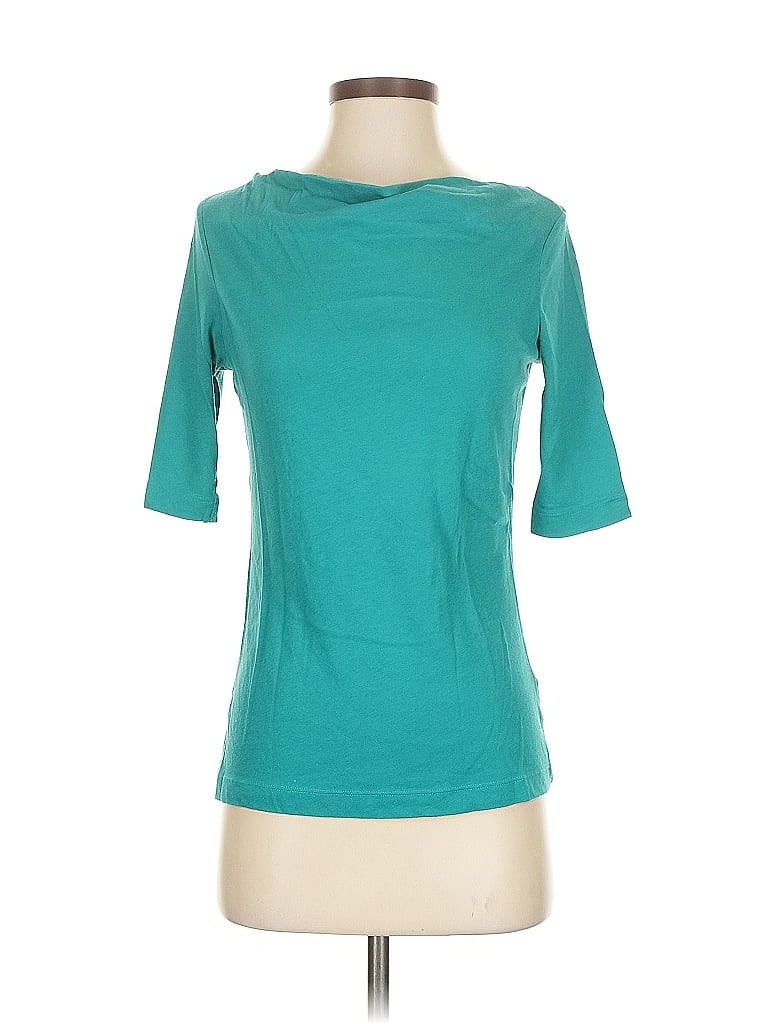 Pre-owned Lands' End 3/4 Sleeve T-shirt In Blue