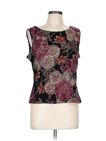 MSK Purple Floral Sleeveless Dress (view 1)