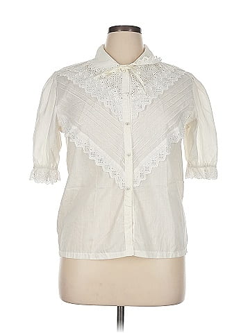 Unbranded White Lace Embroidered Shirt with Pearly Buttons (view 1)