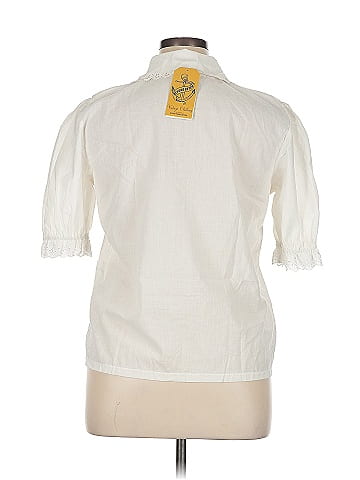 Unbranded White Lace Embroidered Shirt with Pearly Buttons (view 2)