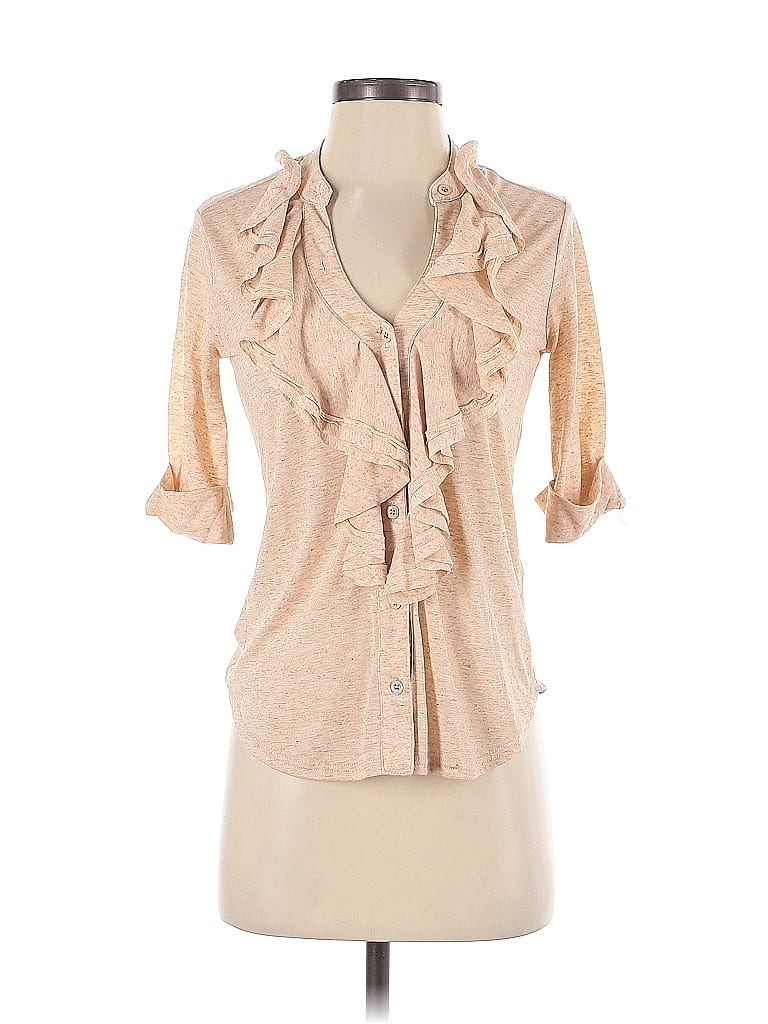 Pre-owned Velvet 3/4 Sleeve Blouse In Brown