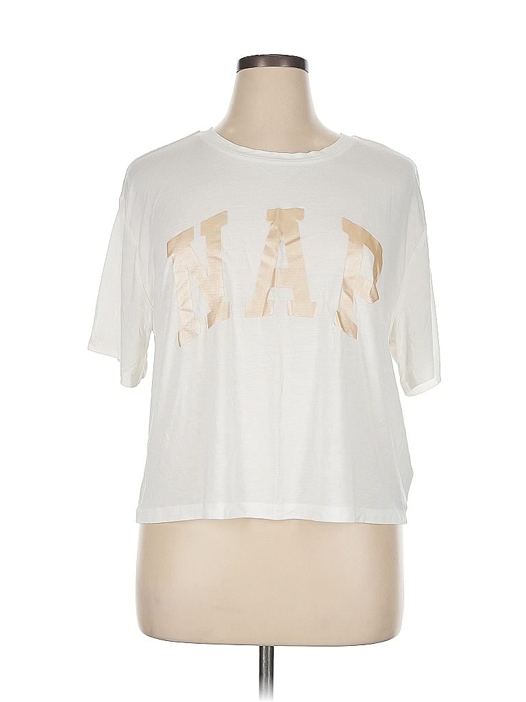 Gap Body 100% Rayon Metallic Ivory Short Sleeve T-Shirt Size XL - photo 1