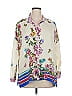 Johnny Was 100% Silk Floral Ivory Long Sleeve Silk Top Size XL - photo 1
