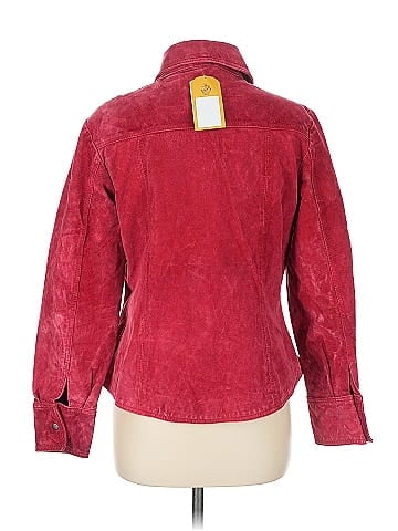 Christopher & Banks Red Suede Jacket with Buttons (view 2)