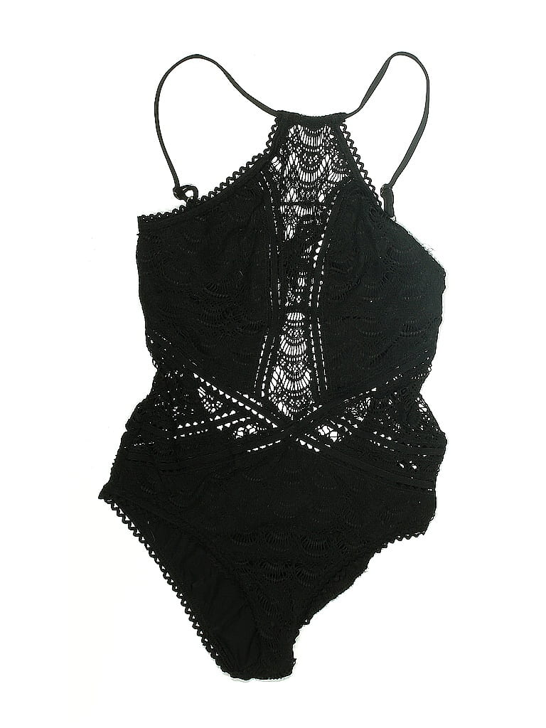 Becca 100% Spandex Tweed Black One Piece Swimsuit Size M - photo 1