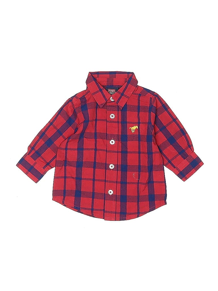 Wrangler Jeans Co Plaid Red Long Sleeve Button-Down Shirt Size 0-3 mo - photo 1