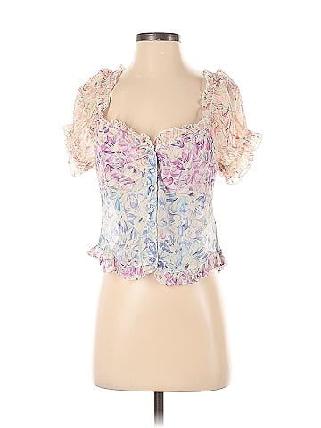 LoveShackFancy Short Sleeve Silk Top (view 1)