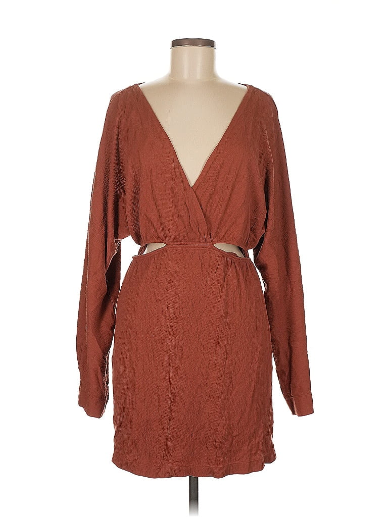FP BEACH Solid Brown Casual Dress Size M - photo 1