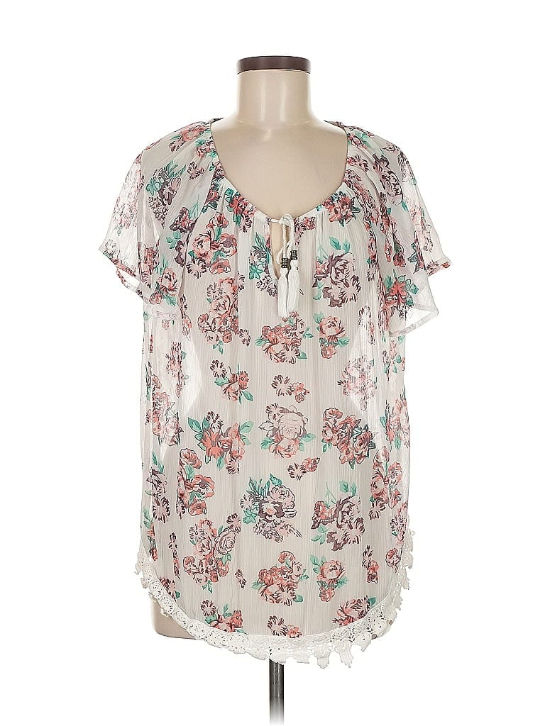 Pre-owned Vanity Short Sleeve Blouse In White