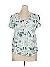 Ann Taylor LOFT Outlet 100% Cotton Tie-dye Teal Short Sleeve T-Shirt Size XL - photo 1