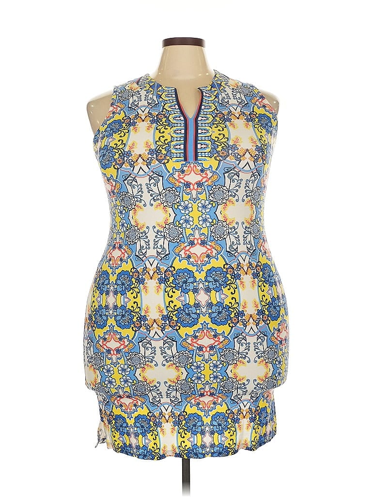 Coolibar Print Blue Cocktail Dress Size 5X - photo 1