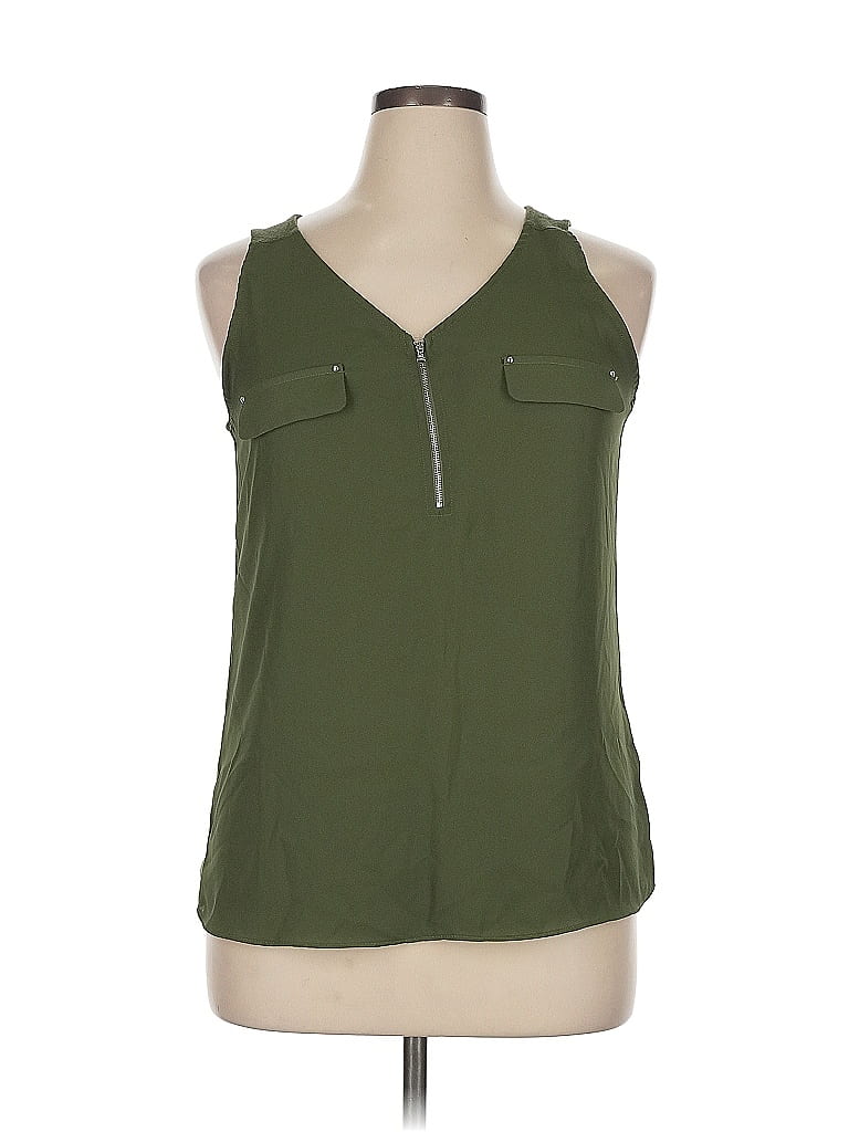 Fortune + Ivy 100% Polyester Green Sleeveless Blouse Size XL - photo 1
