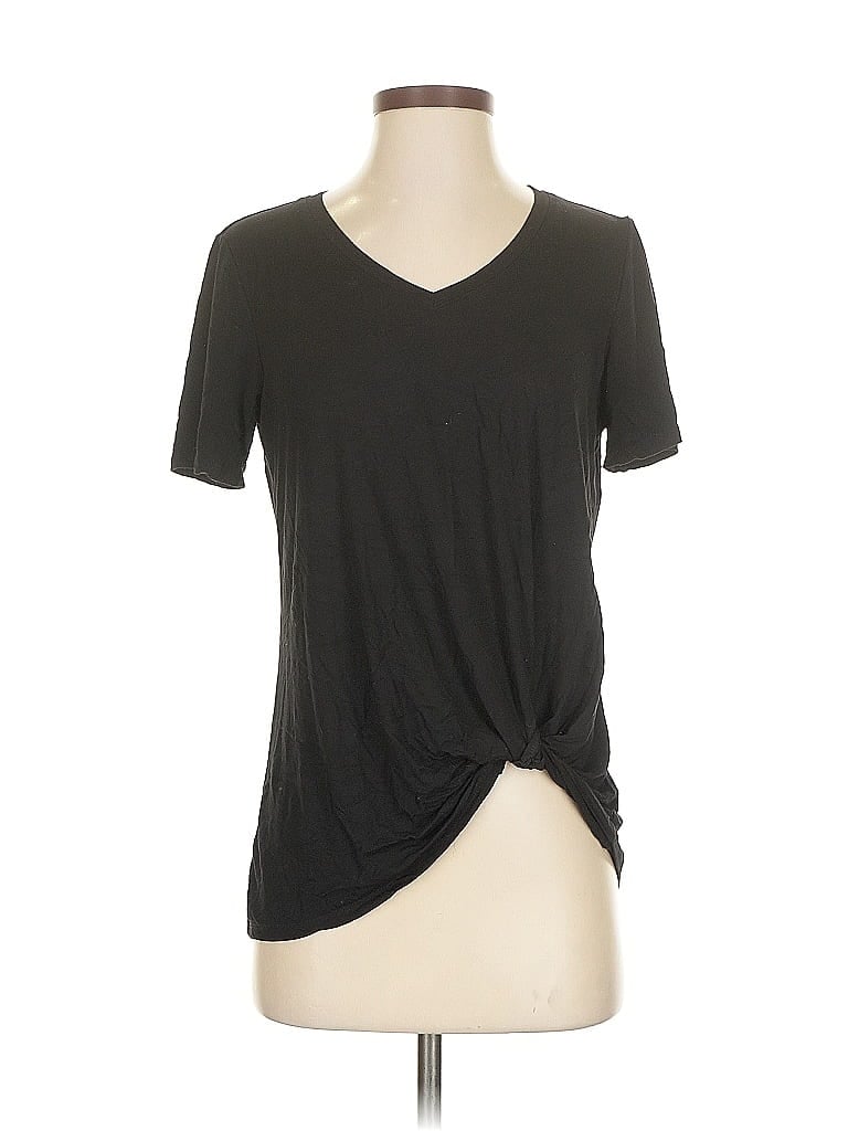 Pre-owned Matty M Short Sleeve Top Black V Neck Tops