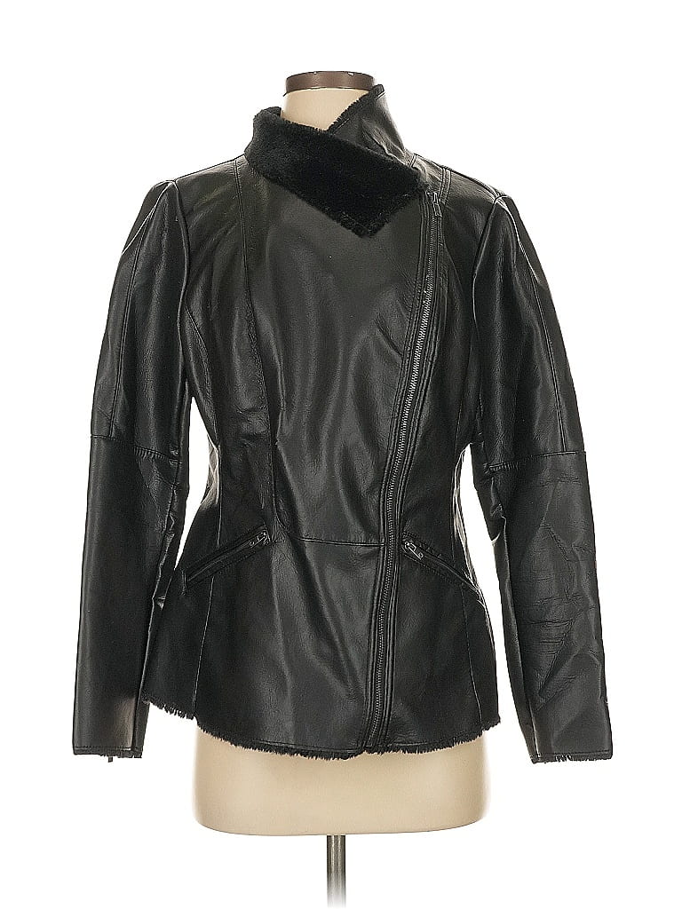 G by Giuliana Rancic 100% Rayon Black Faux Leather Jacket Size S - photo 1