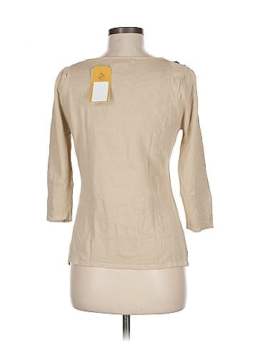 Joseph A. Beige Embellished 3/4 Sleeve Top (view 2)