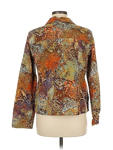 Christopher & Banks Paisley Pattern Brown Button-Down Jacket (view 2)