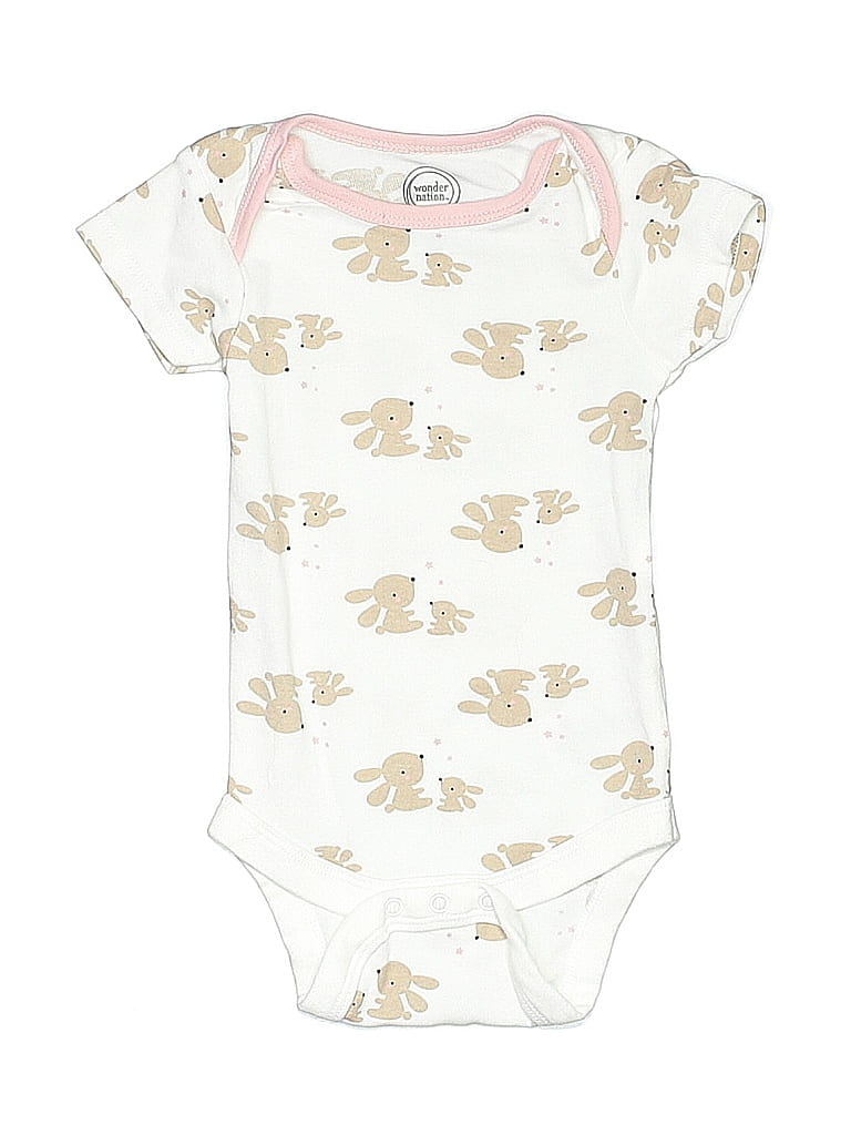 Wonder Nation Print Ivory Short Sleeve Onesie Size 6-9 mo - photo 1