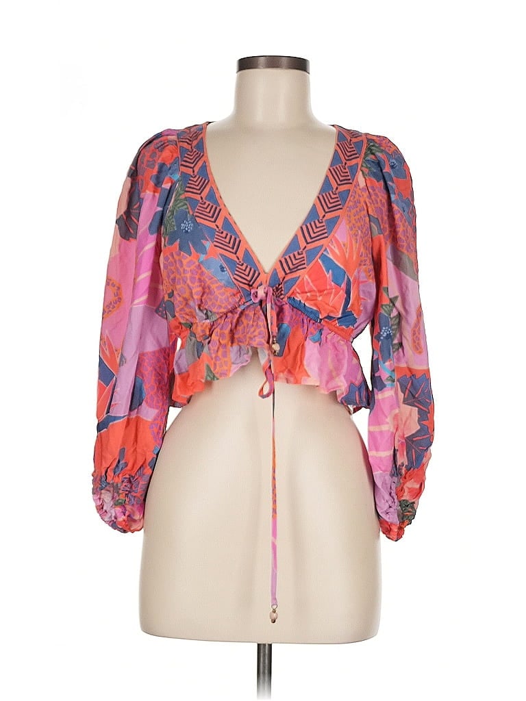 FARM Rio 100% Viscose Pink 3/4 Sleeve Blouse Size M - photo 1