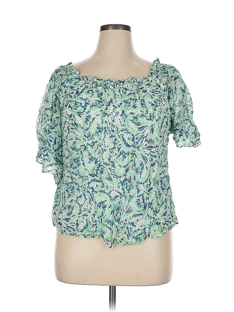 Hale Bob 100% Viscose Green Short Sleeve Blouse Size XL - photo 1