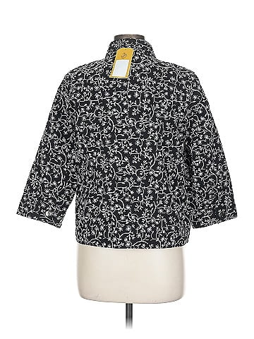 Christopher & Banks Black Floral Embroidered Cotton Jacket (view 2)