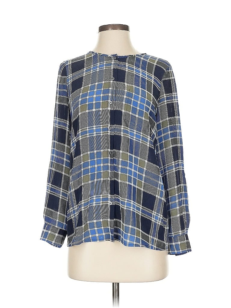 Click to view more detailed imagery on our partner's website Pre-owned Joie Long Sleeve Silk Top Blue Square Neckline Tops