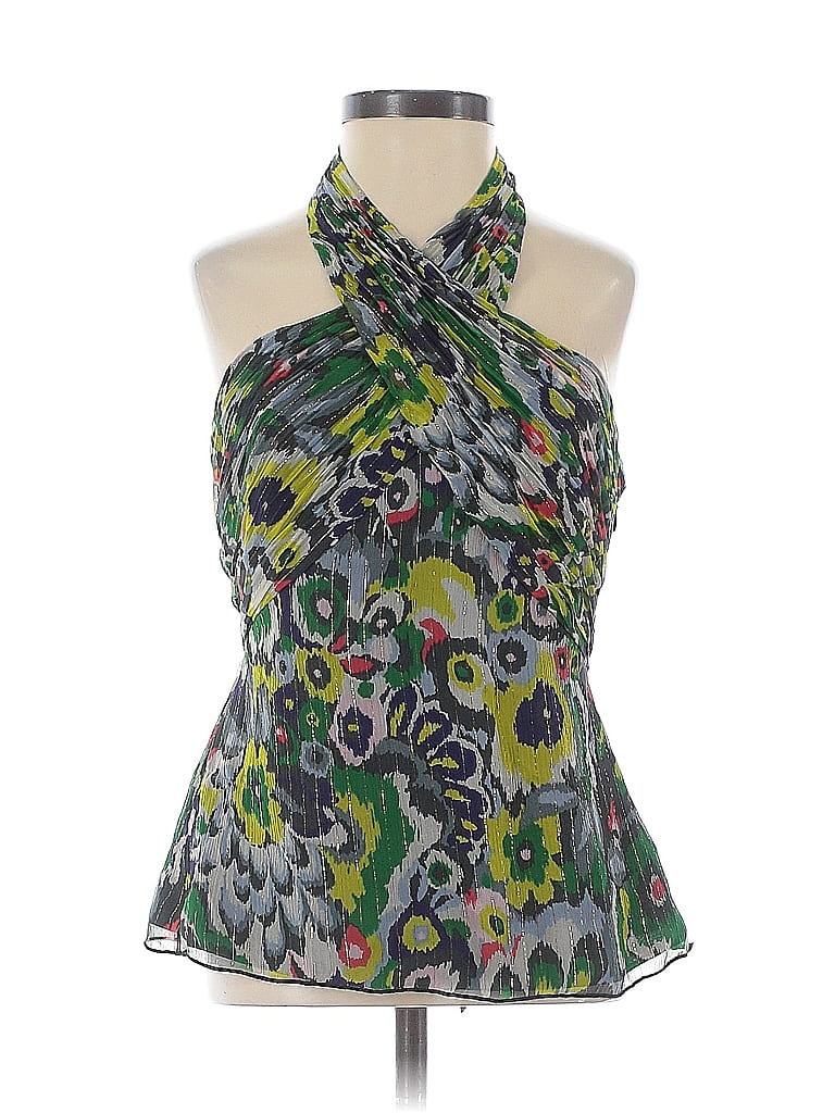 Armani Exchange Green Blue Sleeveless Silk Top Size S - photo 1