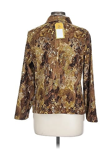 Christopher & Banks Brown Damask Long Sleeve Blouse (view 2)